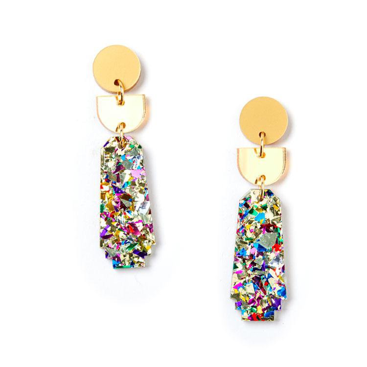 Martha Jean | dynasty earrings | gold confetti