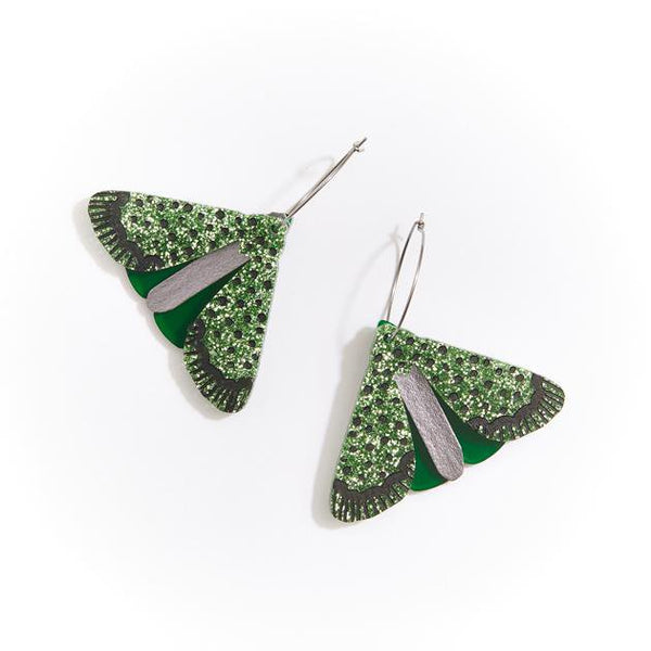 Martha Jean | moth earrings | green