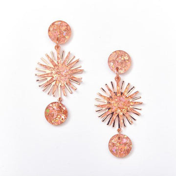 Martha Jean | star burst earrings | pink and rose gold