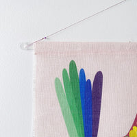 Miriam Bereson | wren multicolour linen wall hanging | large - close