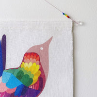 Miriam Bereson | wren multicolour linen wall hanging | small - close