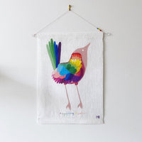 Miriam Bereson | wren multicolour linen wall hanging | small