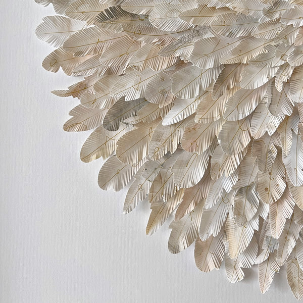 mondocherry - "wren" | paper feather framed wall art - close