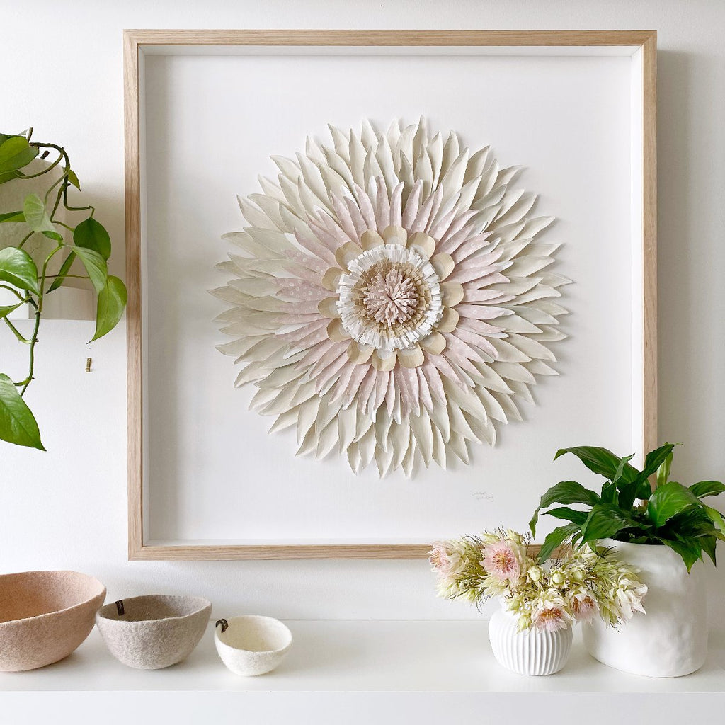 "chartwell" | paper flower framed wall art - shelf