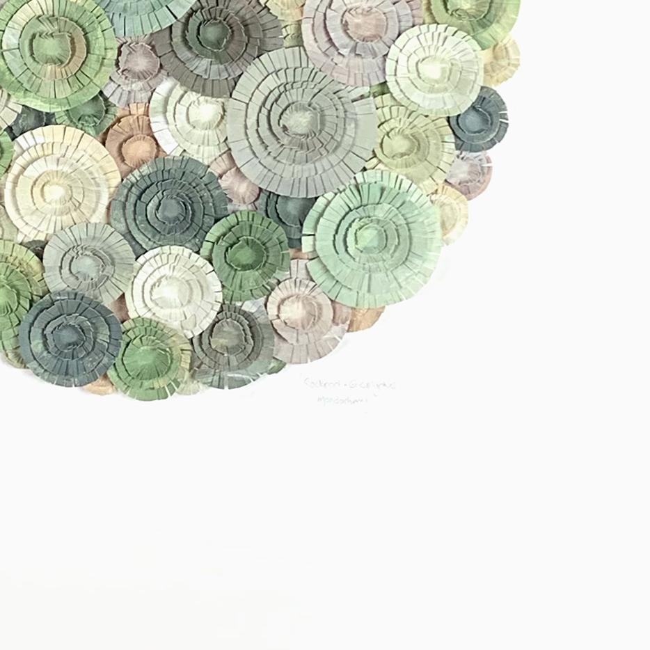 mondocherry rockpool eucalyptus paper artwork closeup
