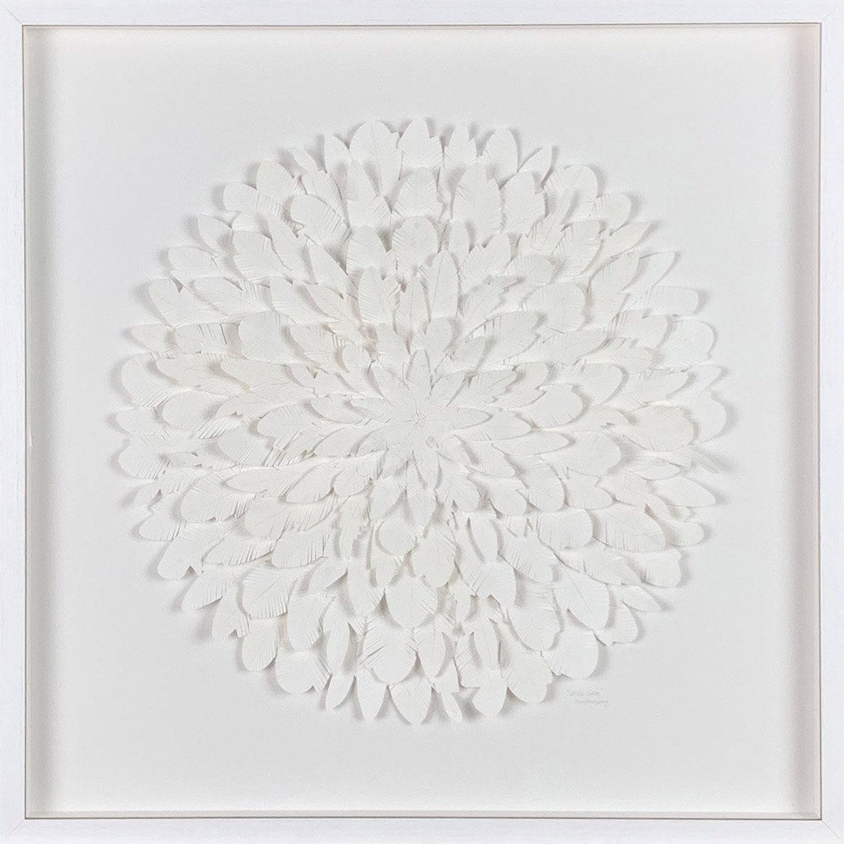 "white swan 2" - paper feather artwork