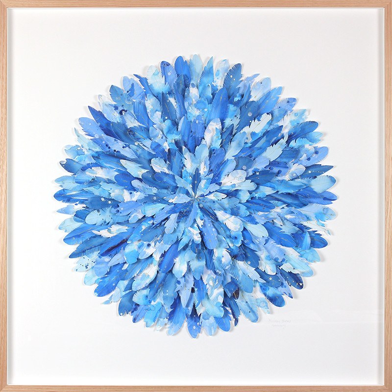 mondocherry - juju hat paper feather artwork - "mountain bluebird"