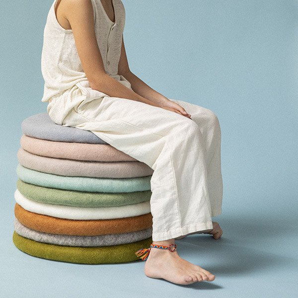 Muskhane chakati round felt cushion | sand - sitting stack