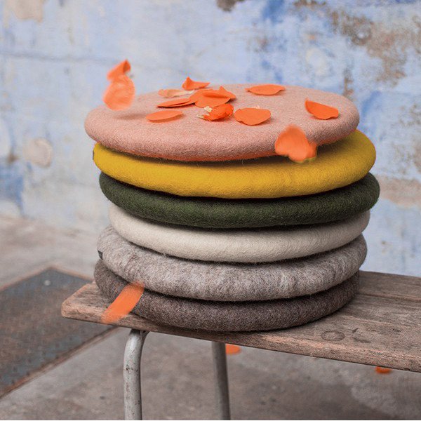 Muskhane chakati round felt cushion | light stone - stack