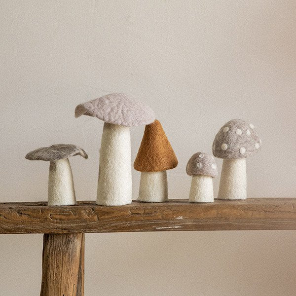 Muskhane | felt dotty mushroom | large | light stone - bench