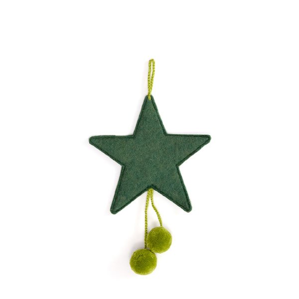 Muskhane | felt pom pom star decoration | granit lemongrass