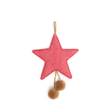 Muskhane | felt pom pom star decoration | indian pink sand
