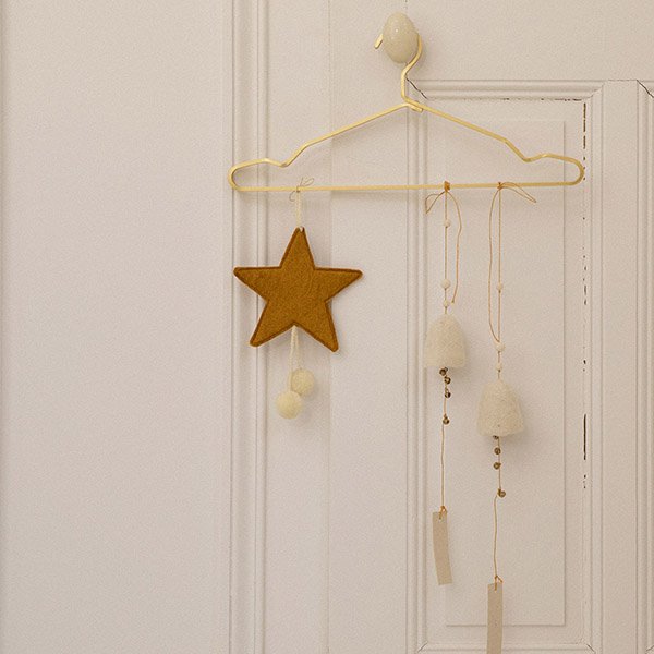 Muskhane | felt pom pom star decoration hanging