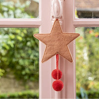 Muskhane | felt pom pom star decoration  - window