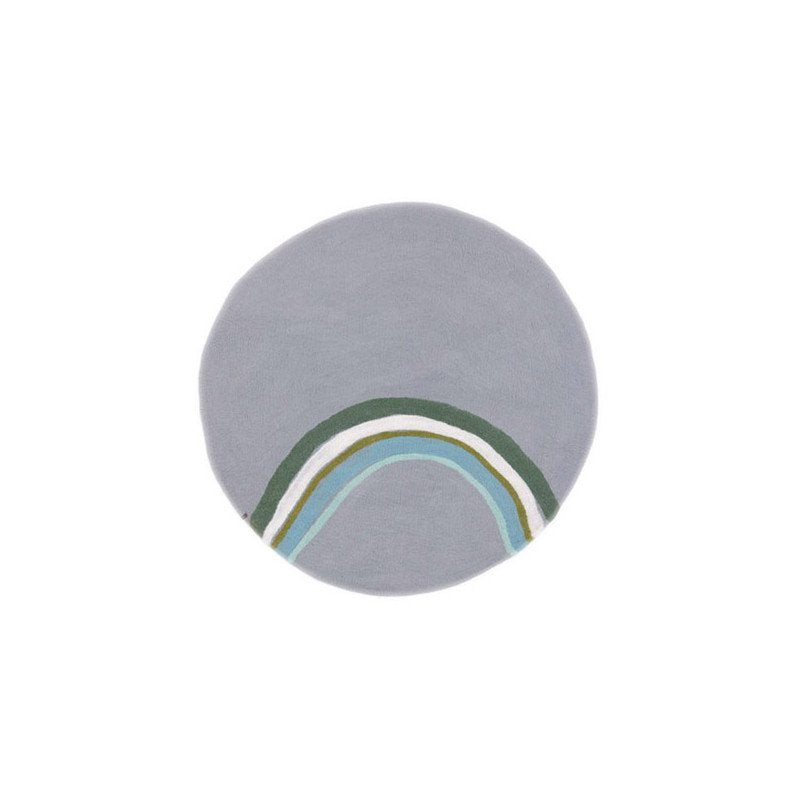 Muskhane indreni rainbow round rug | light blue