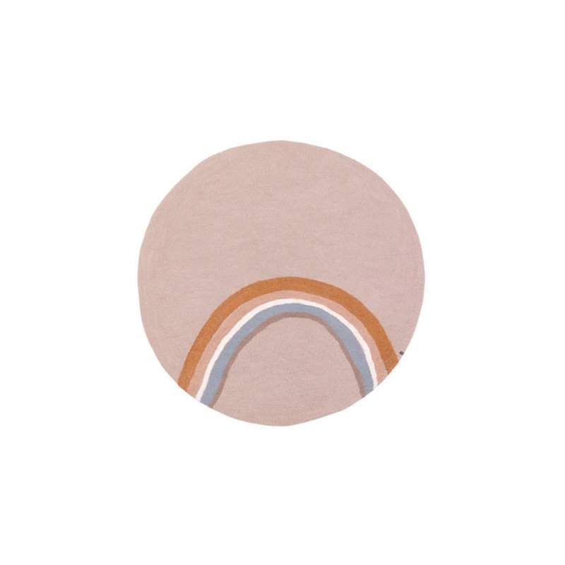 Muskhane indreni rainbow round rug | sand