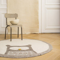 Muskhane pasu round kids rug owly - light stone - floor