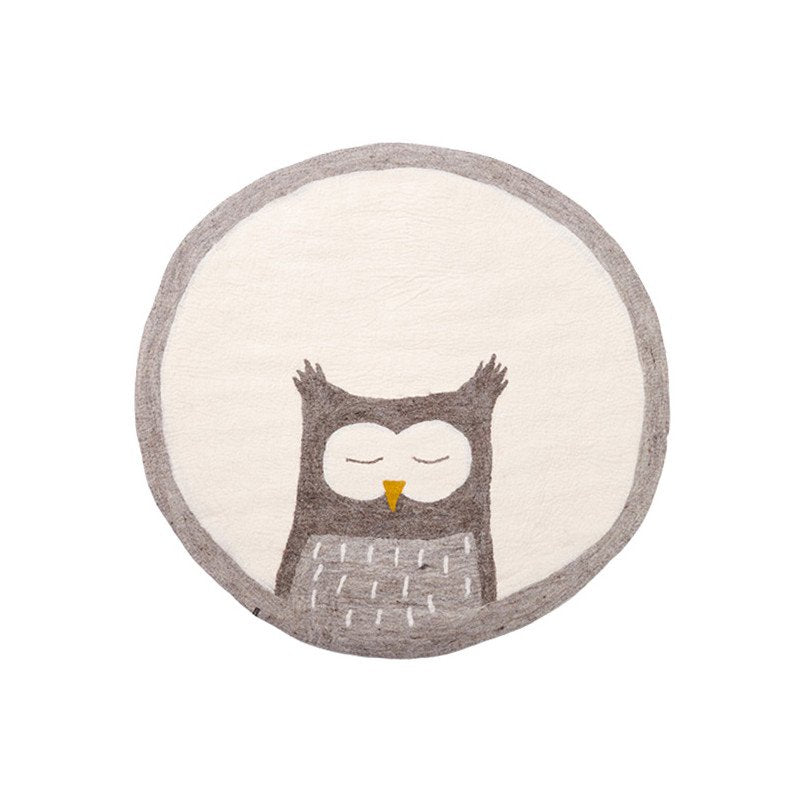 Muskhane pasu round kids rug owly - light stone