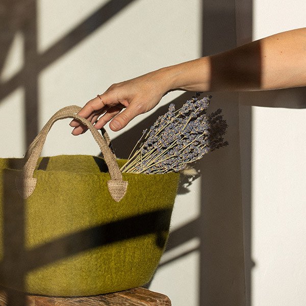 Muskhane | basket with hemp handles | anise | small - hold