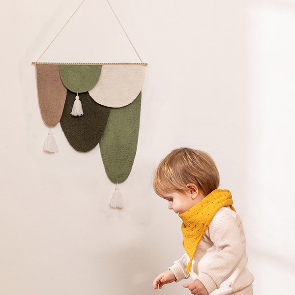 Muskhane | felt scale wall hanging | green | large - insitu