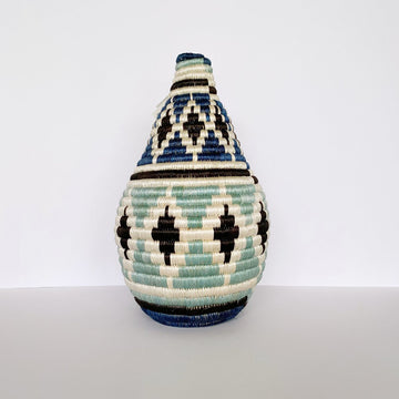 African woven vessel "Mwiba" | silver blue #2