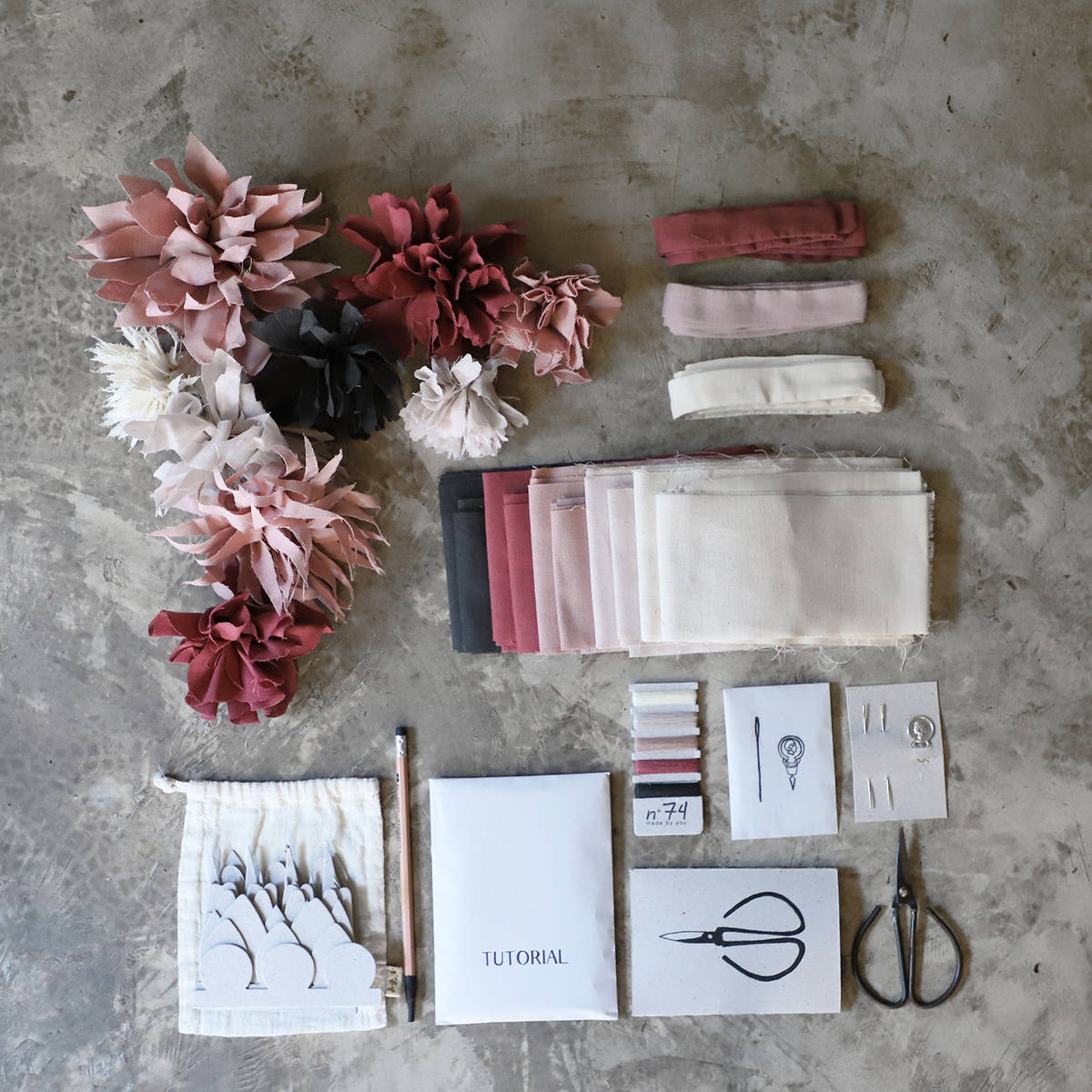 Numero74 | organic cotton flower kit | wild rose - layout