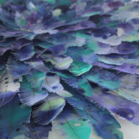 mondocherry - juju hat paper feather artwork - "peacock" - closeup