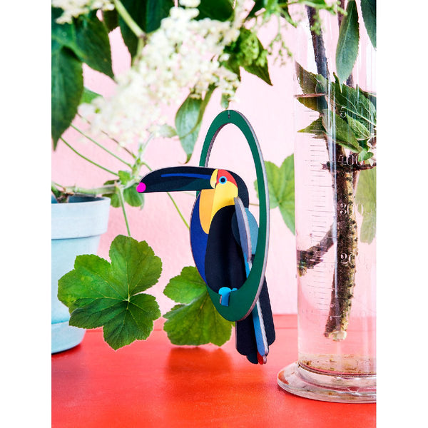 mondocherry - Studio Roof | swinging toucan pop out card - display