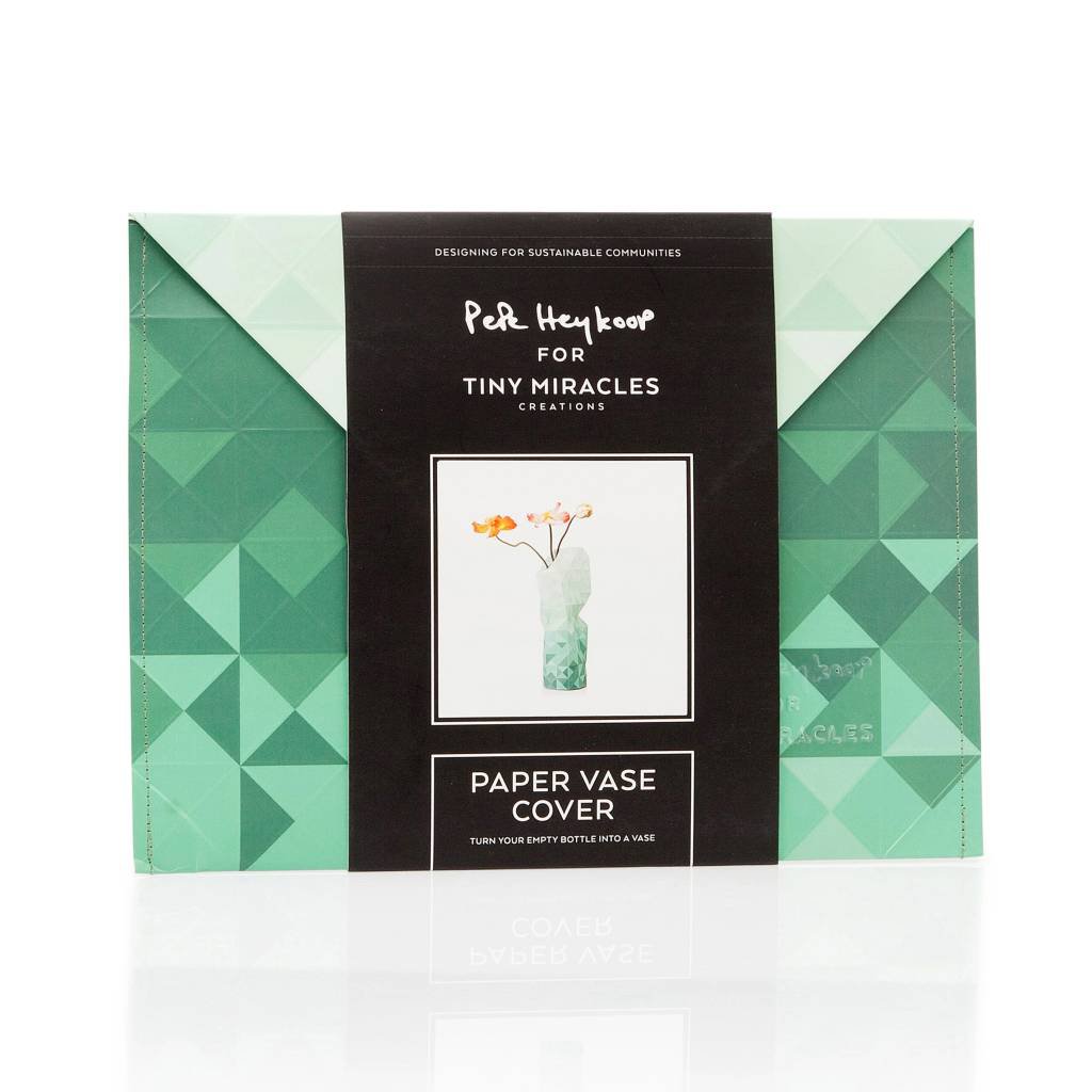 mondocherry - tiny miracles | paper vase cover | green gradient | large - packaging