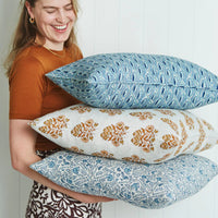 mondocherry | Walter G | cefalu linen cushion | fresh azure - stack