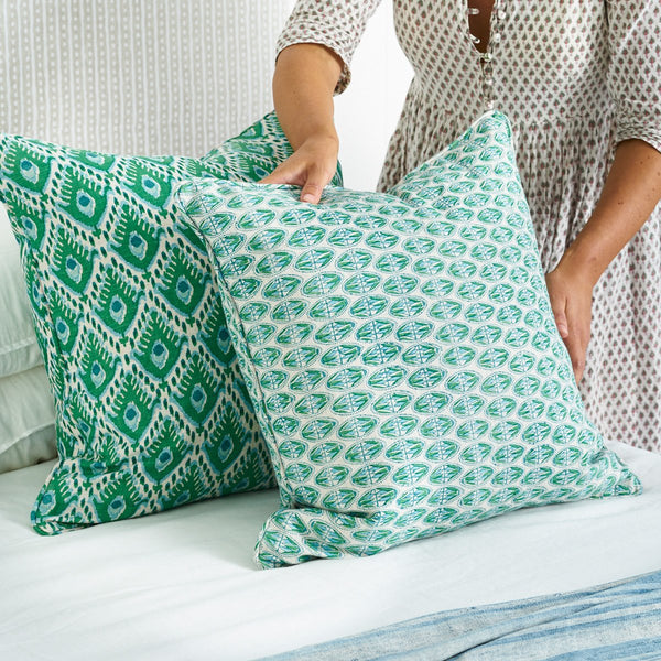 Walter G | tashkent linen cushion | emerald - styling