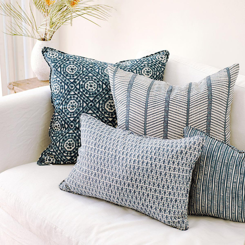 Walter G | zanzibar linen cushion | azure - sofa