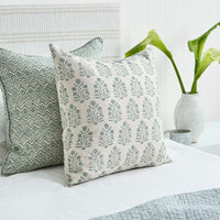 Walter G | amer linen cushion | celadon - bed