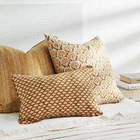 Walter G | balos linen cushion | saffron - mondocherry - bed2