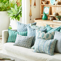 Walter G | shanghai linen cushion | azure - mondocherry - sofa