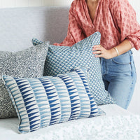 mondocherry | Walter G | minoa linen cushion | fresh azure - bed