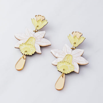 Wolf and Moon | daffodil statement earrings