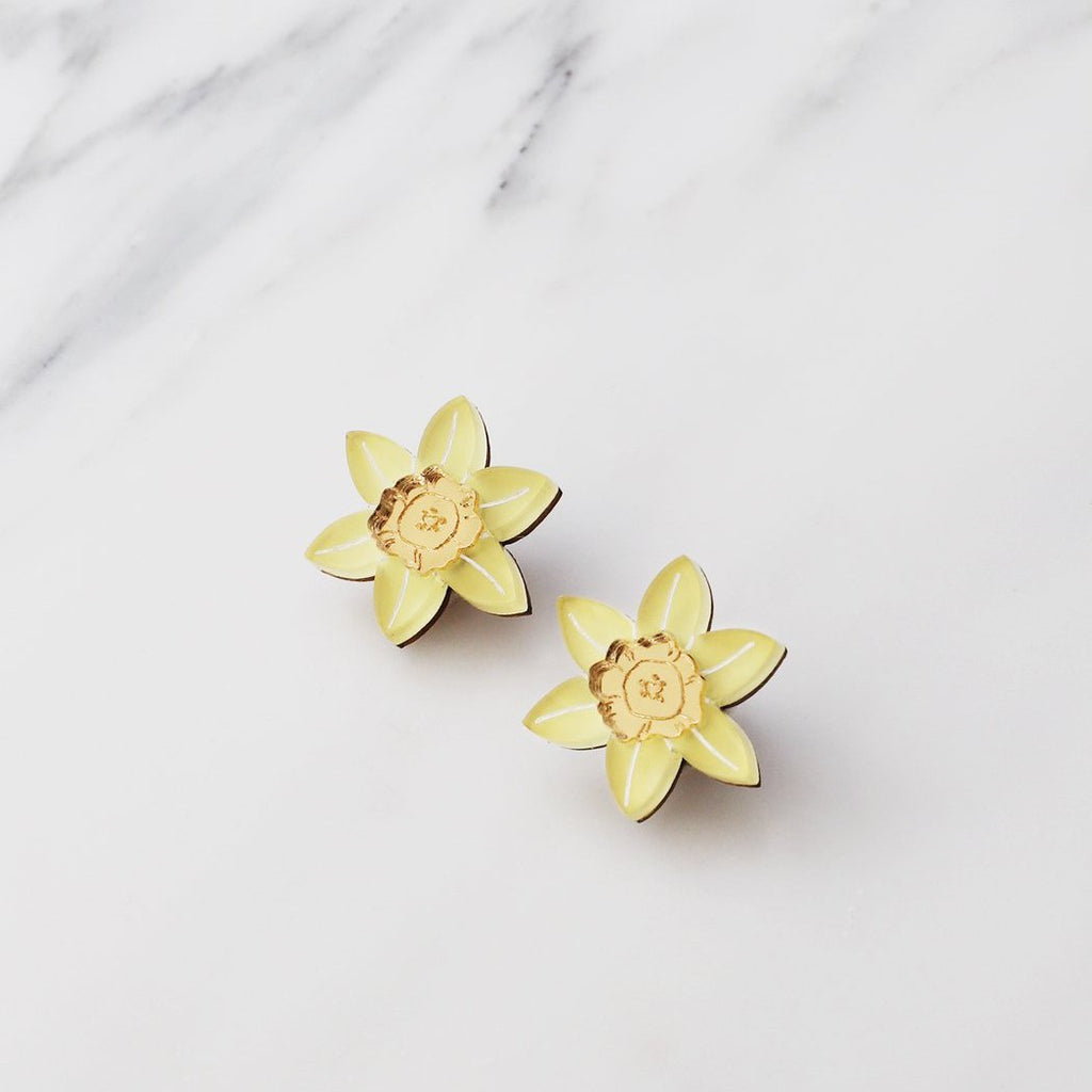 Wolf and Moon | daffodil stud earrings