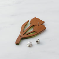 Wolf and Moon | double tulip brooch - back