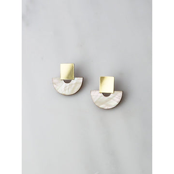 Wolf and Moon | marina stud earrings | mother of pearl
