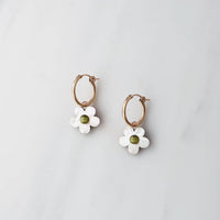 Wolf and Moon | mini bloom hoop earrings | white pearl