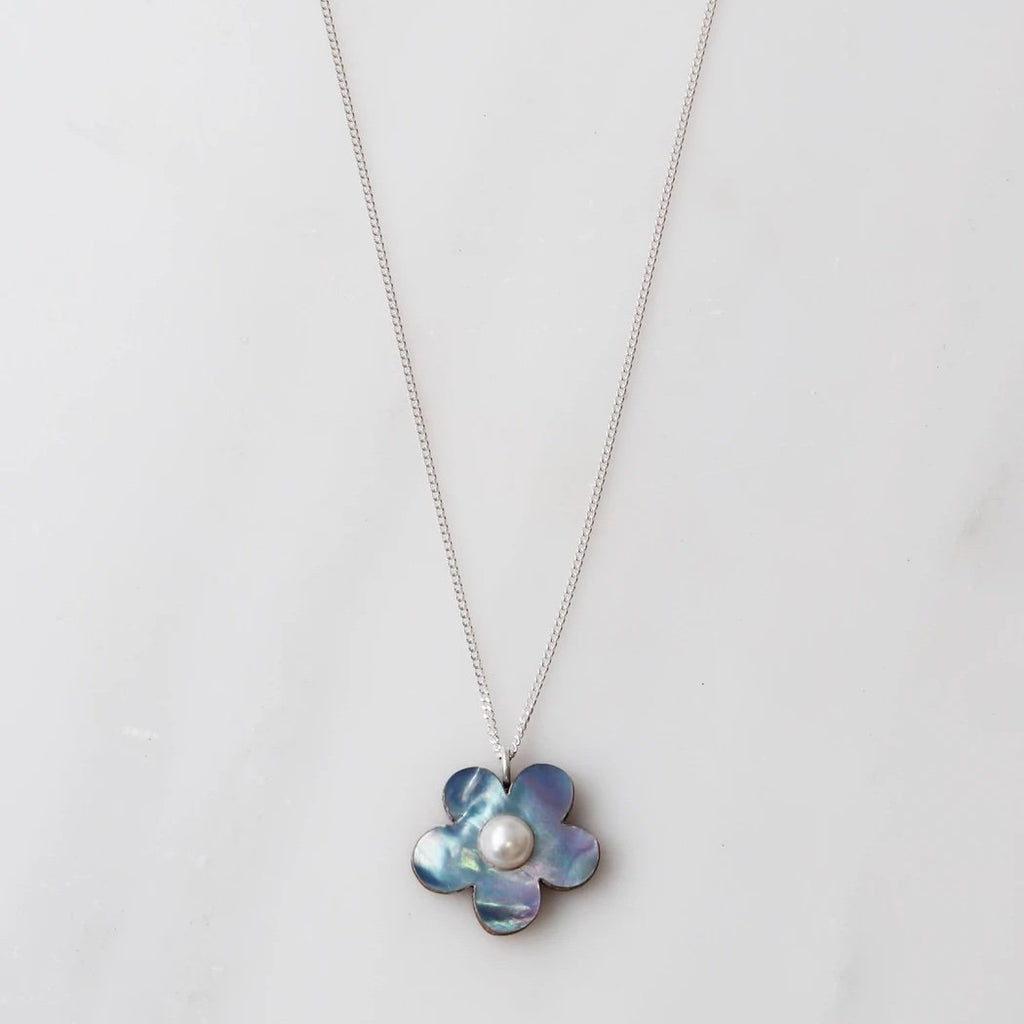 Wolf and Moon | mini bloom necklace | blue pearl