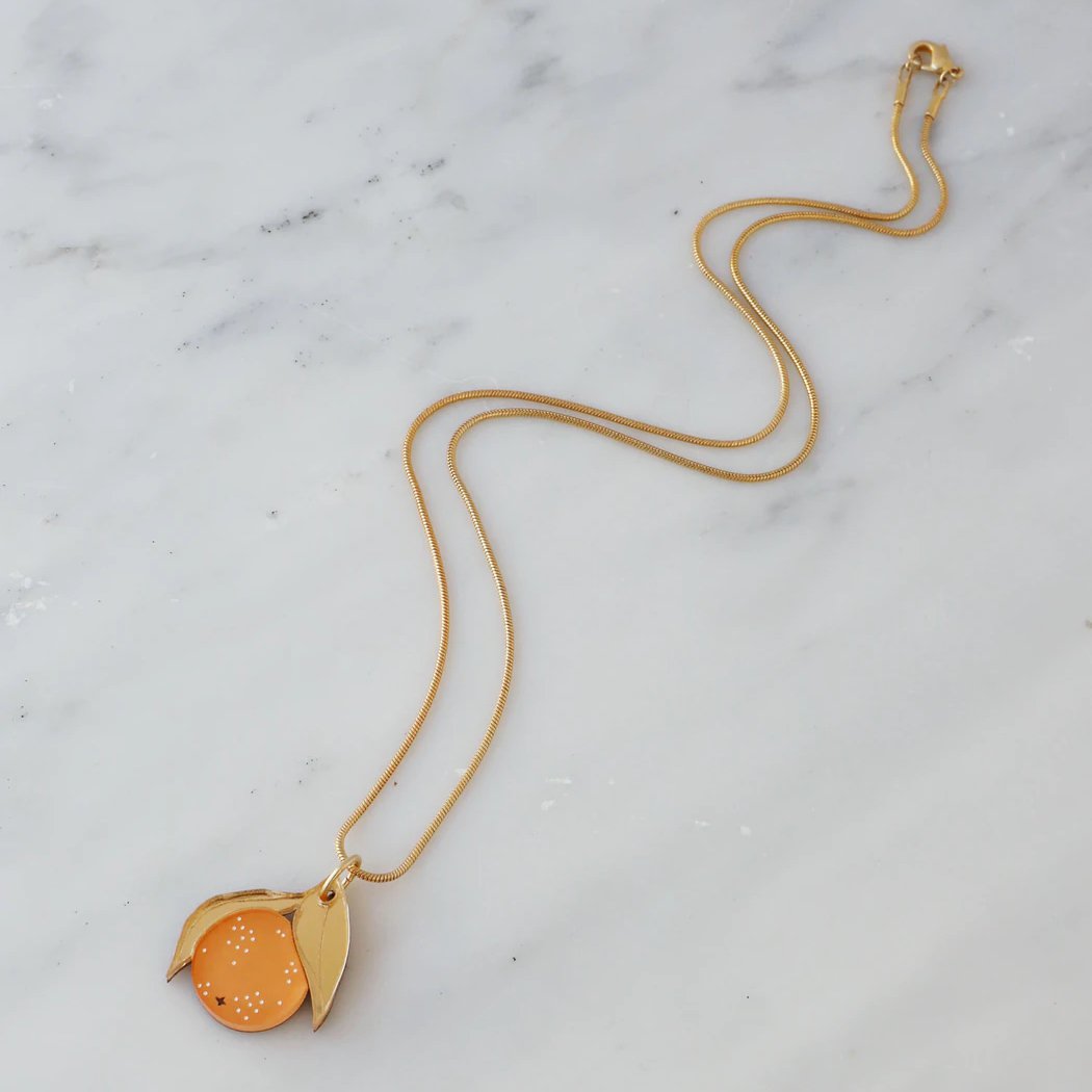 Wolf and Moon | orange necklace - full
