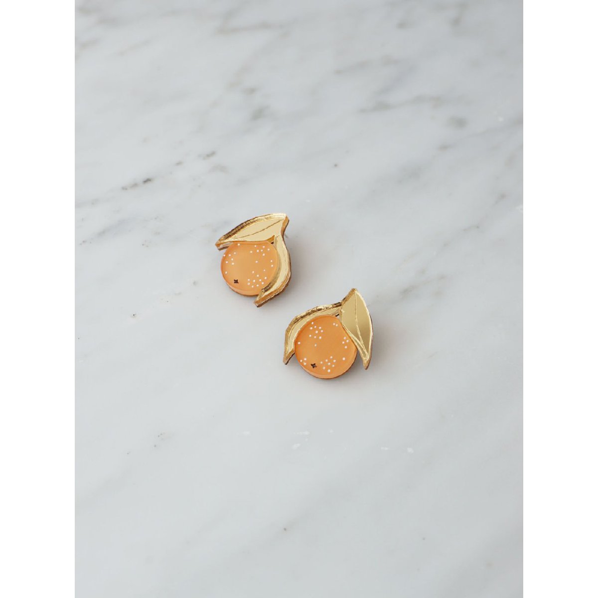 Wolf and Moon | mini orange stud earrings - side