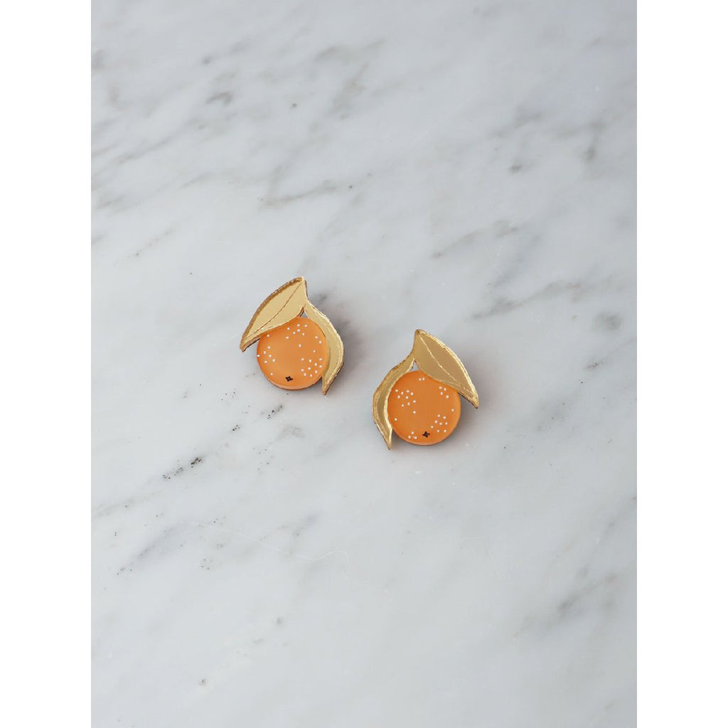 Wolf and Moon | mini orange stud earrings