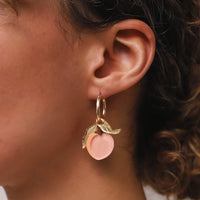 Wolf and Moon | mini peach hoop earrings - wear