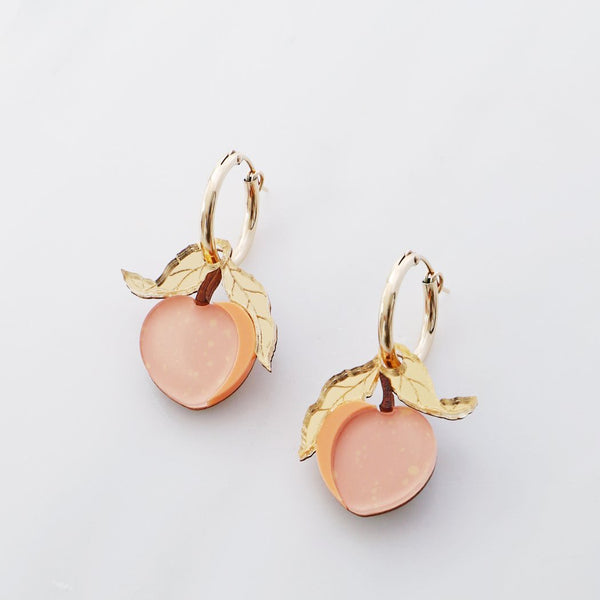 Wolf and Moon | mini peach hoop earrings