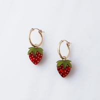 Wolf and Moon | mini strawberry hoop earrings