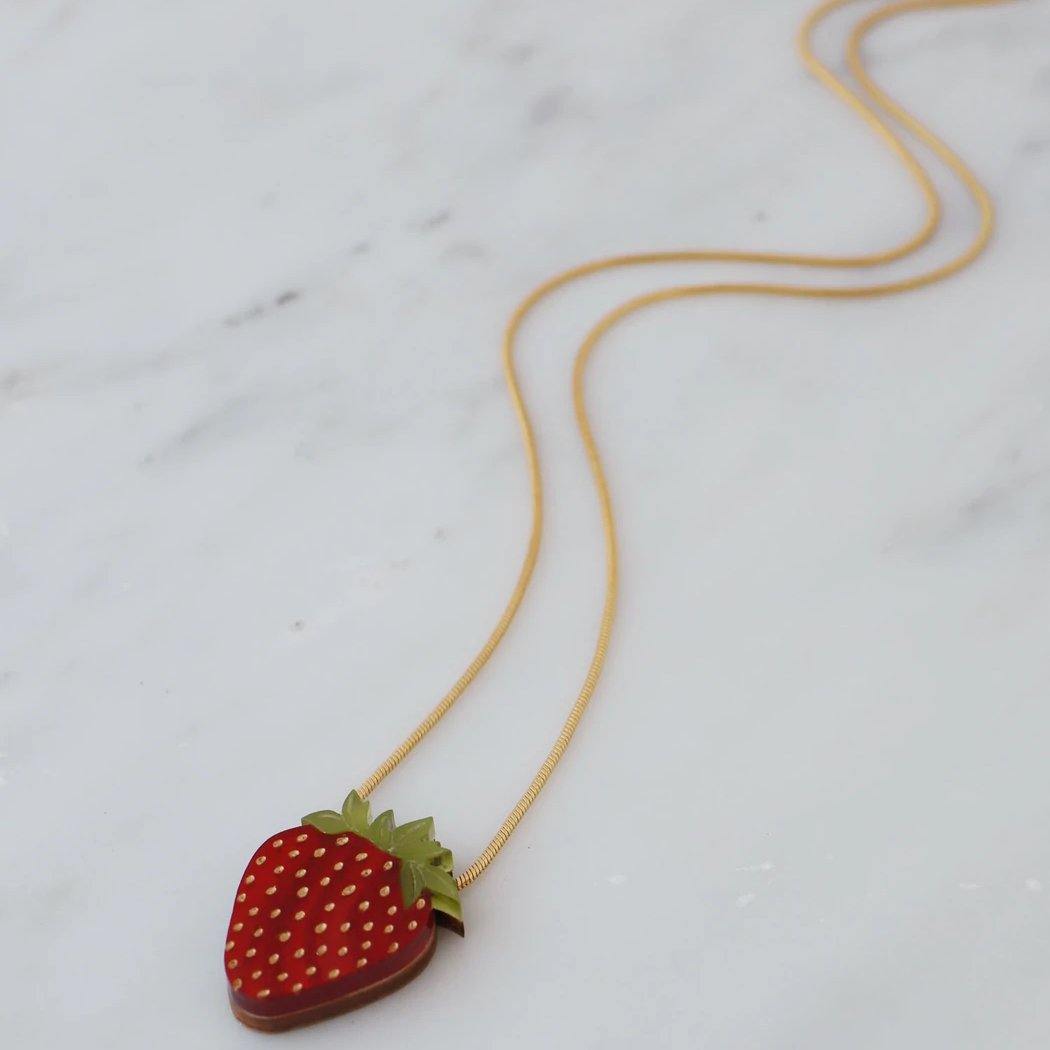 Wolf and Moon | strawberry necklace
