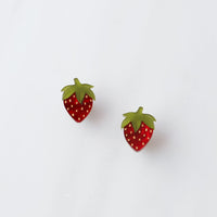 Wolf and Moon | mini strawberry stud earrings